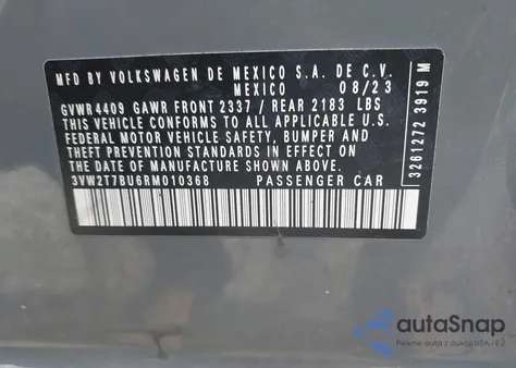 2024 Volkswagen Jetta Gli 2.0T Autobahn z USA, uszkodzony, nr VIN 3VW2T7BU6RM010368